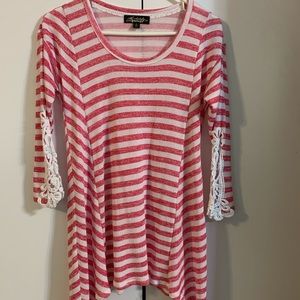 Absolutely Famous striped top with lace detail size Small